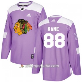 Män Ishockey Chicago Blackhawks Tröja Patrick Kane 88 Adidas 2017-2018 Lila Fights Cancer Practice Authentic